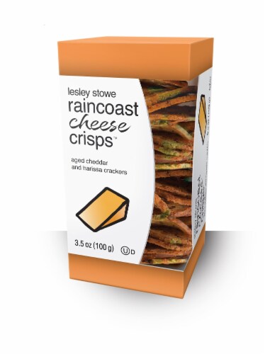 Lesley Stowe's Raincoast Cheese Crisps Cheddar and Harissa Crackers Perspective: front