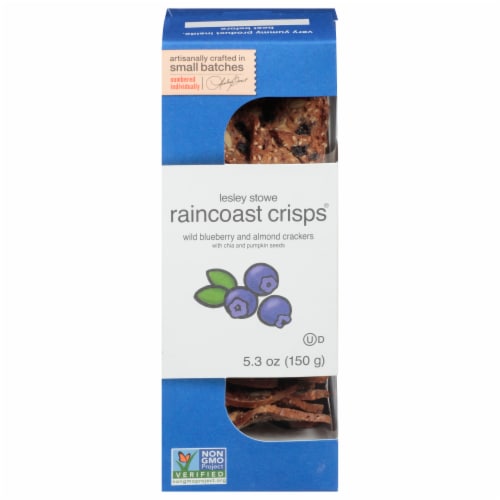 Raincoast Crisps® Wild Blueberry and Almond Crackers Perspective: front