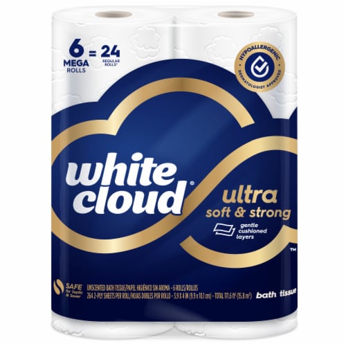 White Cloud® Ultra Soft & Strong Toilet Paper Mega Rolls Perspective: front