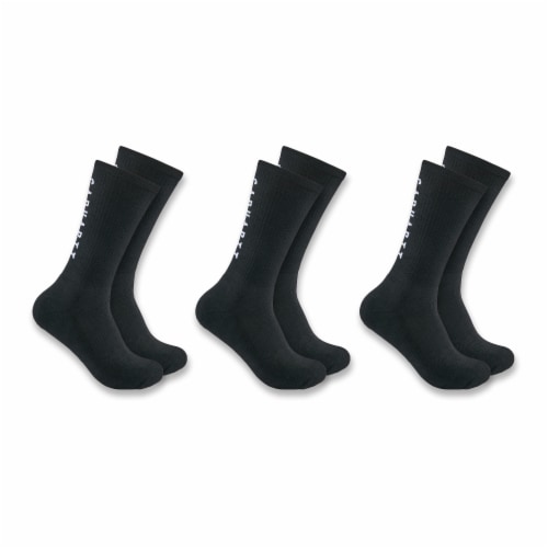Carhartt Men's Force Midweight Logo Black Crew Socks - L Perspective: front