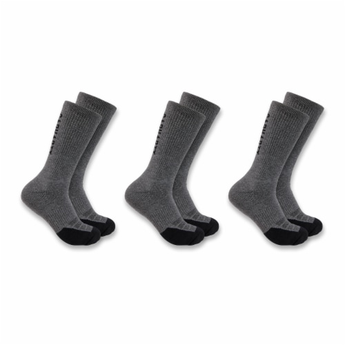 Carhartt Men's Force Midweight Logo Carbon Heather Crew Socks - L Perspective: front