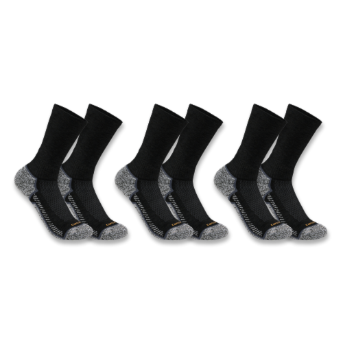 Carhartt® Men's Force Midweight X-Large Crew Sock Pack - Black Perspective: front