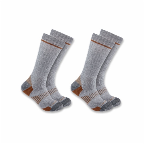 Carhartt® Men's Midweight Synthetic-Wool Blend Large Steel Toe Boot Sock Pack - Grey Perspective: front