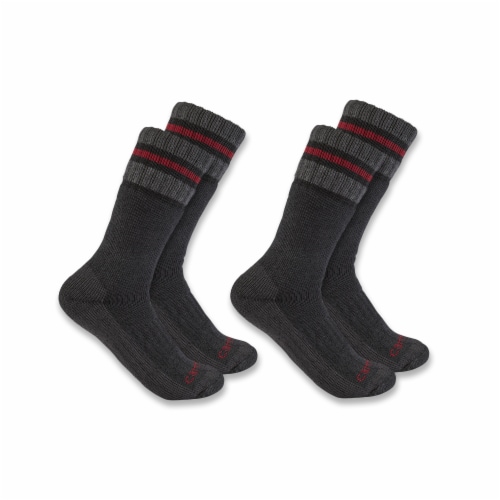 Carhartt® Men's Midweight Synthetic-Wool Blend Large Boot Sock Pack - Black Perspective: front