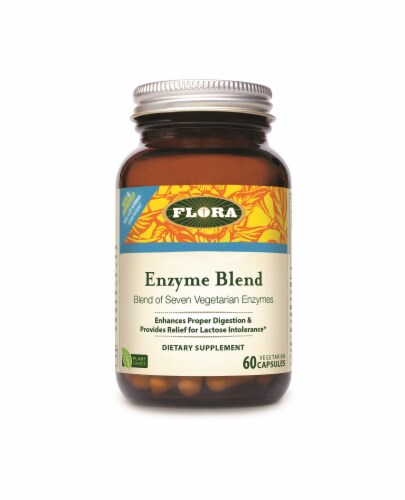 Flora Enzyme Blend Dietary Supplement Capsules Perspective: front
