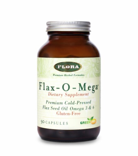 Flora Flax-O-Mega Dietary Supplement Capsules Perspective: front