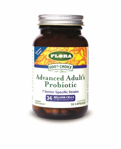 Flora Udo's Choice Advanced Adult's Probiotic Dietary Supplement Capsules Perspective: front