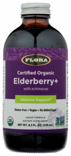 Flora Certified Organic Elderberry with Echinacea Immune Support Liquid Perspective: front