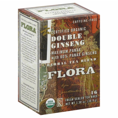 Flora Organic Double Ginseng Herbal Tea Bags Perspective: front