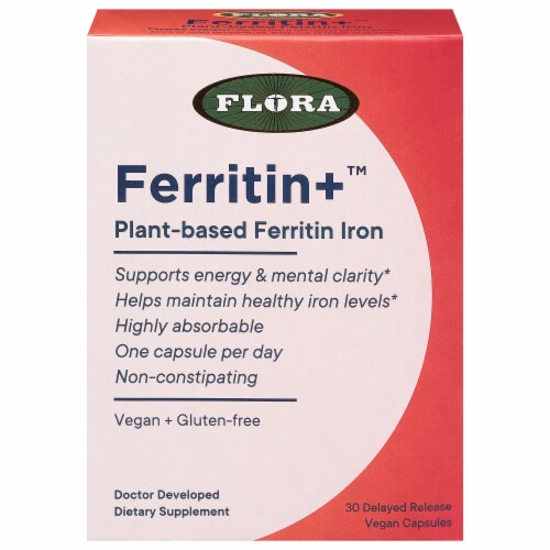 Flora Ferritin+ Plant Based Iron Supplement Perspective: front