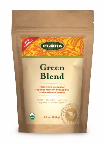 Flora Green Blend Organic Fermented Greens Perspective: front