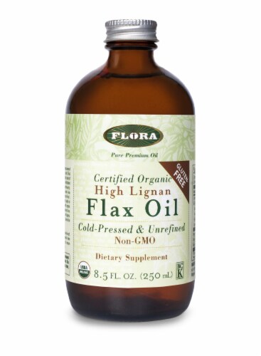 Flora Organic High Lignan Flax Oil Dietary Supplement Perspective: front