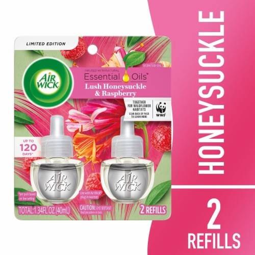 Air Wick® Lush Honeysuckle & Raspberry Scented Oil Air Freshener Refills Perspective: front