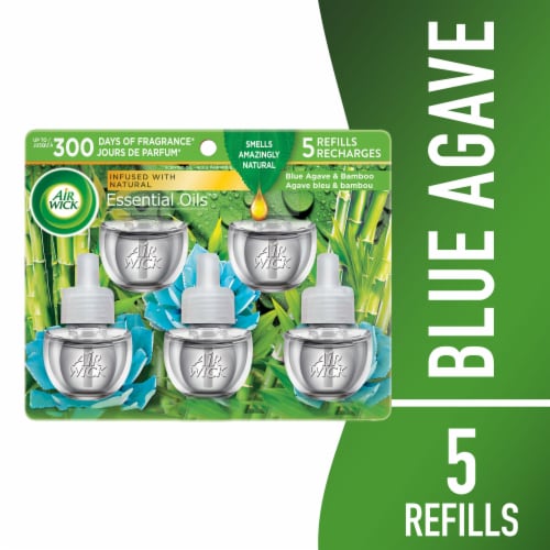 Air Wick Plug in Scented Oil Refill Blue Agave and Bamboo Air Freshener Essential Oils Perspective: front