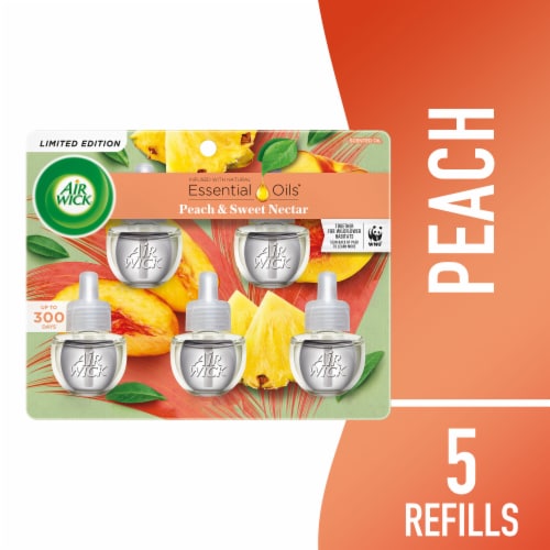 Air Wick Plug in Scented Oil Refill Fresh Peach and Sweet Nectar Air  Freshener Essential Oils, 5 pk - Fry's Food Stores