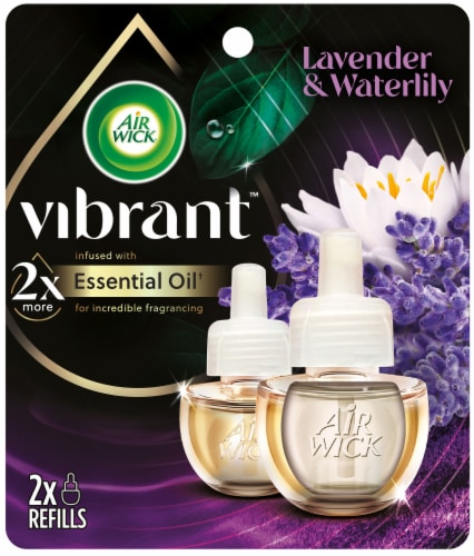 Air Wick Vibrant Scented Oil Refill, Plug In Air Freshener, Lavender and Waterlily, 2 refills Perspective: front