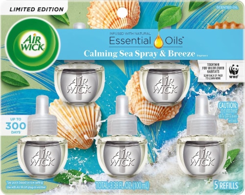 Air Wick Scented Oil Refill - Calming Sea Spray & Breeze - 5 Refills Perspective: front