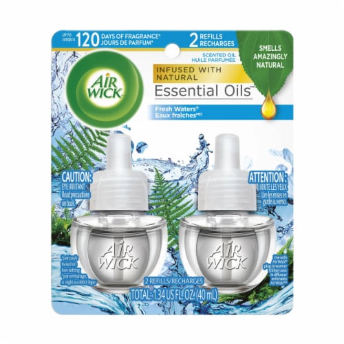 Air Wick Scented Oil Refill, Plug In Air Freshener, Fresh Waters, 2 Refills Perspective: front