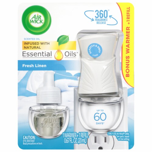 Air Wick® Fresh Linen Essential Oils™ Warmer and Oil Refill Perspective: front