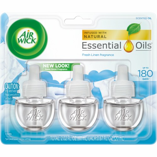 Air Wick Plug in Refill Fresh Linen Scented Oil Air Freshener Essential Oils,  3 ct / 0.67 fl oz - Fry's Food Stores