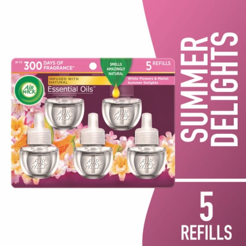 Air Wick® Summer Delights White Flowers & Melon Scented Air Freshener Essential Oils™ Refill Perspective: front