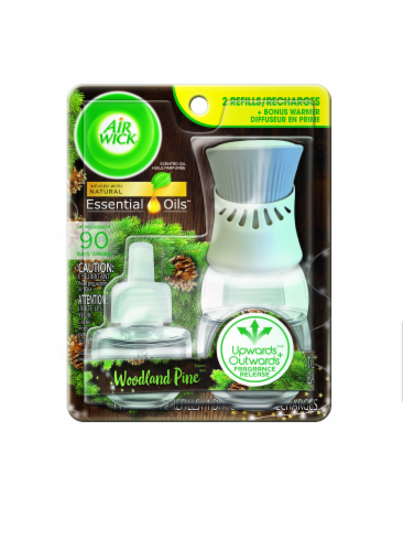 Air Wick Essential Oils Woodland Pine Refill with Bonus Warmer Perspective: front