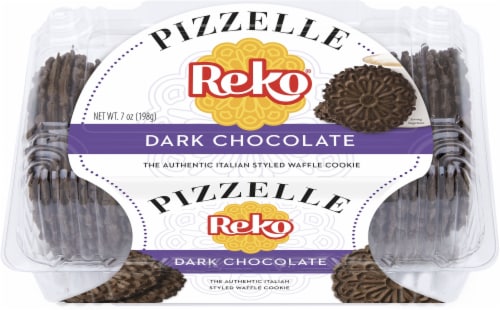 Reko Pizzelle Dark Chocolate Cookies Perspective: front