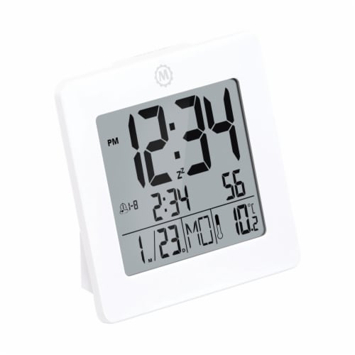 Marathon Digital Desktop Clock - White Perspective: front