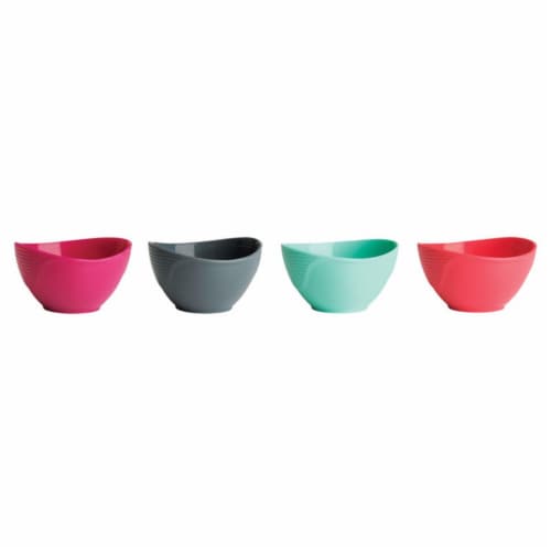 Trudeau 6506380 Pinch Bowl Set Coral Gray Fuchsia & Mint - Pak of 4 Perspective: front