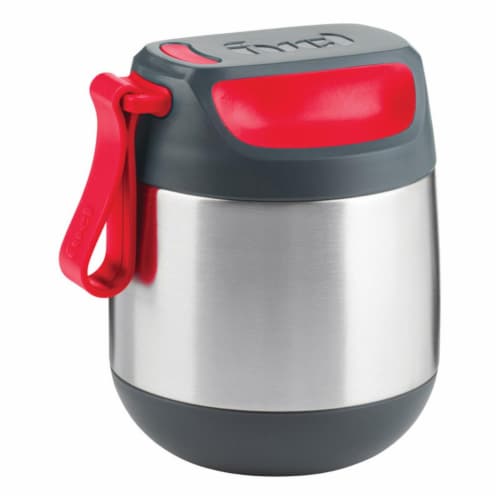 Trudeau 12 oz On the Go Vacuum insulated Food Jar, Gray & Silver Perspective: front