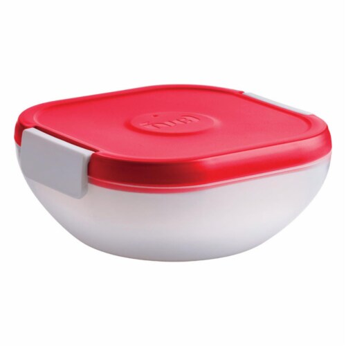 Trudeau 27 oz Food Container Salad on the Go, White Perspective: front