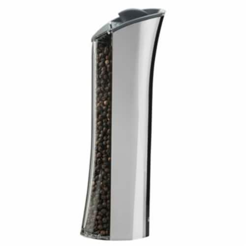 Trudeau Graviti Battery Operated LED Salt/Pepper Mill in Chrome Perspective: front