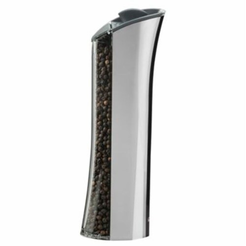 Trudeau Graviti Battery Operated LED Salt/Pepper Mill in Chrome Perspective: front