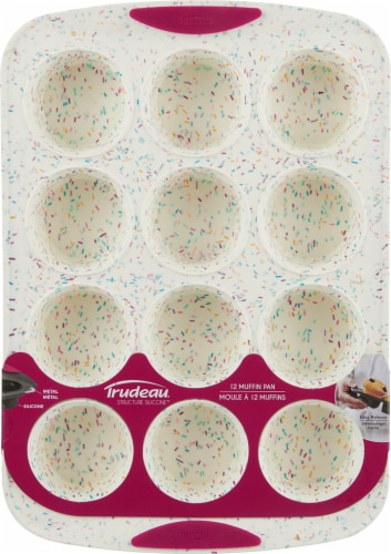 Trudeau® Silicone Confetti Pattern Muffin Pan Perspective: front