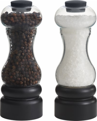 Trudeau New York Pepper & Salt Mills - 2 Piece - Black/Clear Perspective: front