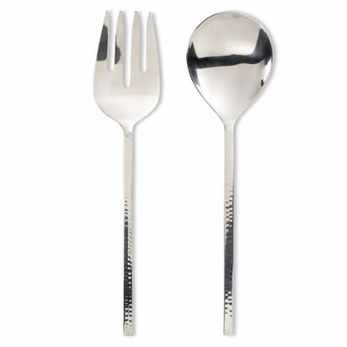 Abbott Collections AB-36-HAMMER-SALAD 11 in. Salad Servers with Hammer Finish Handle, Stainle Perspective: front