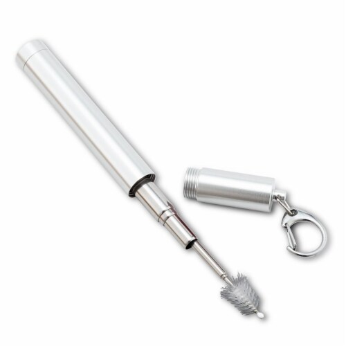 Abbott Collections AB-27-ECOSTRAW-07-SIL 4.5 in. Collapsible Straw & Brush in Tube, Stainless Perspective: front