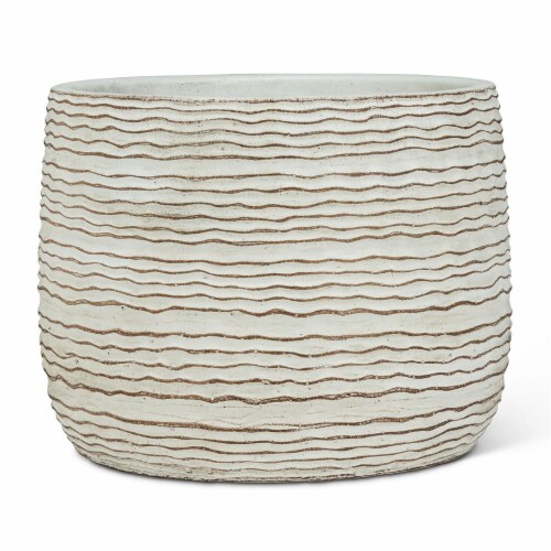 Abbott Collections AB-27-TERRAIN-754-LG 7 in. Wavy Ripple Planter, White - Large Perspective: front