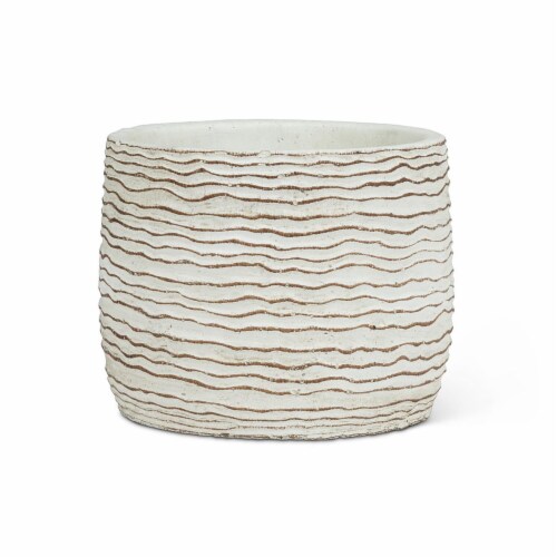Abbott Collections AB-27-TERRAIN-754-SM 5 in. Wavy Ripple Planter, White - Small Perspective: front