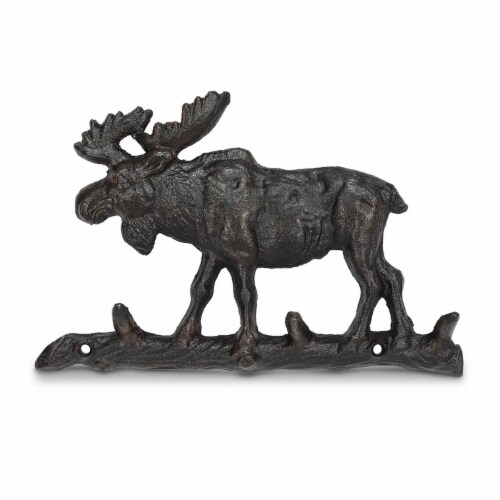 Abbott Collection AB-27-FOUNDRY-0139 9.5 in. Triple Moose Wall Hook, Black & Brown Perspective: front