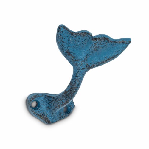 Abbott Collection AB-27-FOUNDRY-2161-BLU 3 in. Whale Tail Wall Hook, Antique Blue - Small Perspective: front