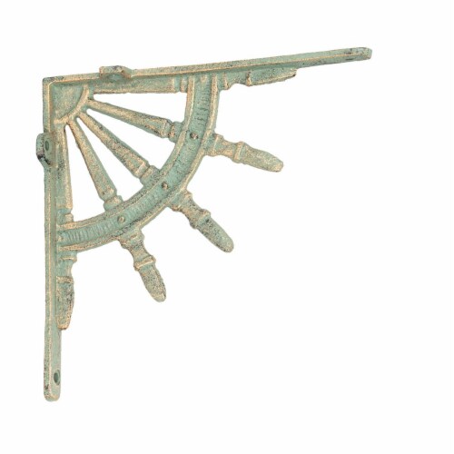 Abbott Collection AB-27-FOUNDRY-0036 7 in. Cast Iron Helm Bracket Statue, Verdigris Perspective: front