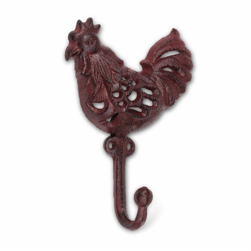 Abbott Collection AB-27-FOUNDRY-0896 6.5 in. Rooster Single Wall Hook, Antique Red Perspective: front