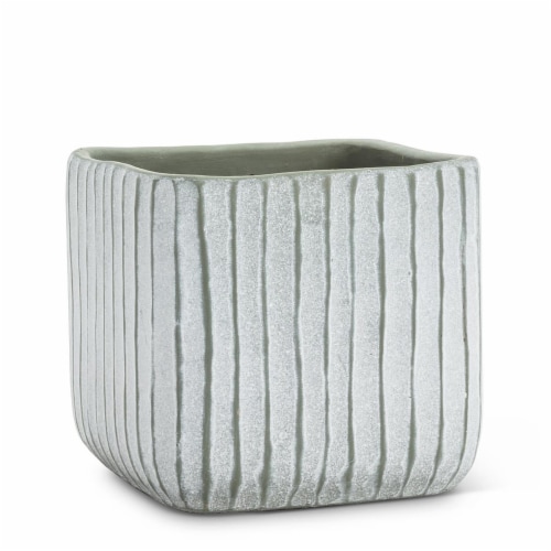 Abbott Collections AB-27-RIPPLE-MD-GRN 5.5 in. Ridge Planter, Green - Medium Perspective: front