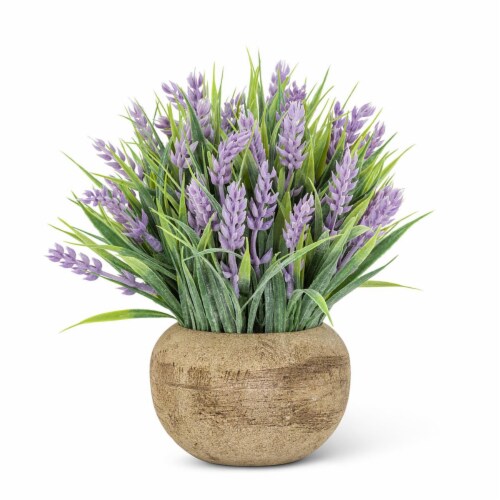 Abbott Collection AB-27-WOODHILL-25 6.5 in. Flowering Plant Pot, Green & Purple - Small Perspective: front