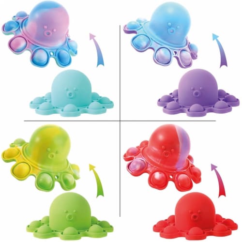 Push N Pop - Bubble Fidget Toy- Reversible Octopus Keychain - Assorted Perspective: front