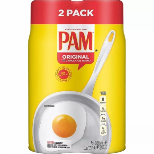 Pam Original No-Stick Cooking Spray 100% natural Canola Oil (2 pack - 12oz each can) Perspective: front
