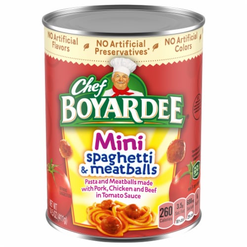 Chef Boyardee Mini Spaghetti & Meatballs Pasta & Meatballs in Tomato Sauce Perspective: front