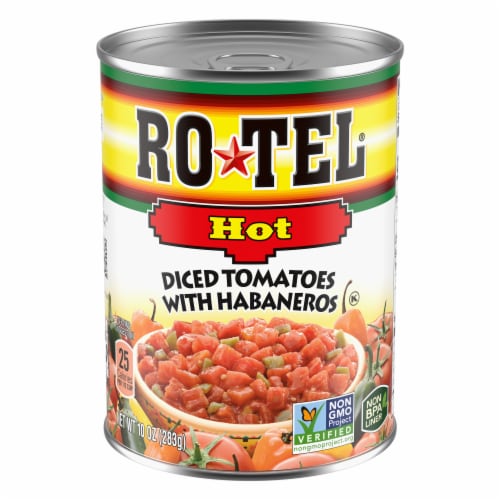 Rotel Hot Diced Tomatoes And Habanero Peppers Perspective: front