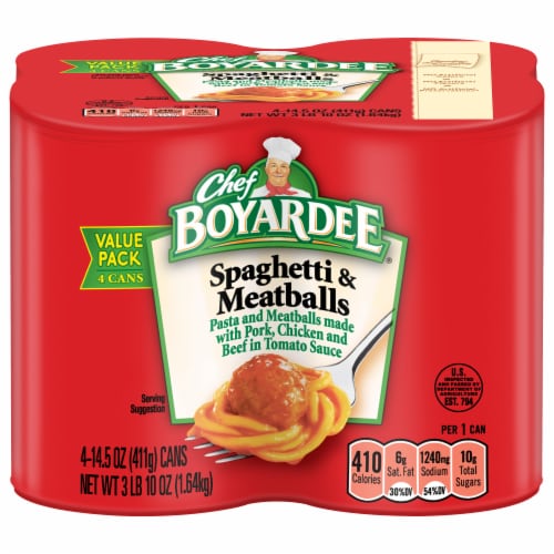 Chef Boyardee Spaghetti & Meatballs 4 Count Perspective: front